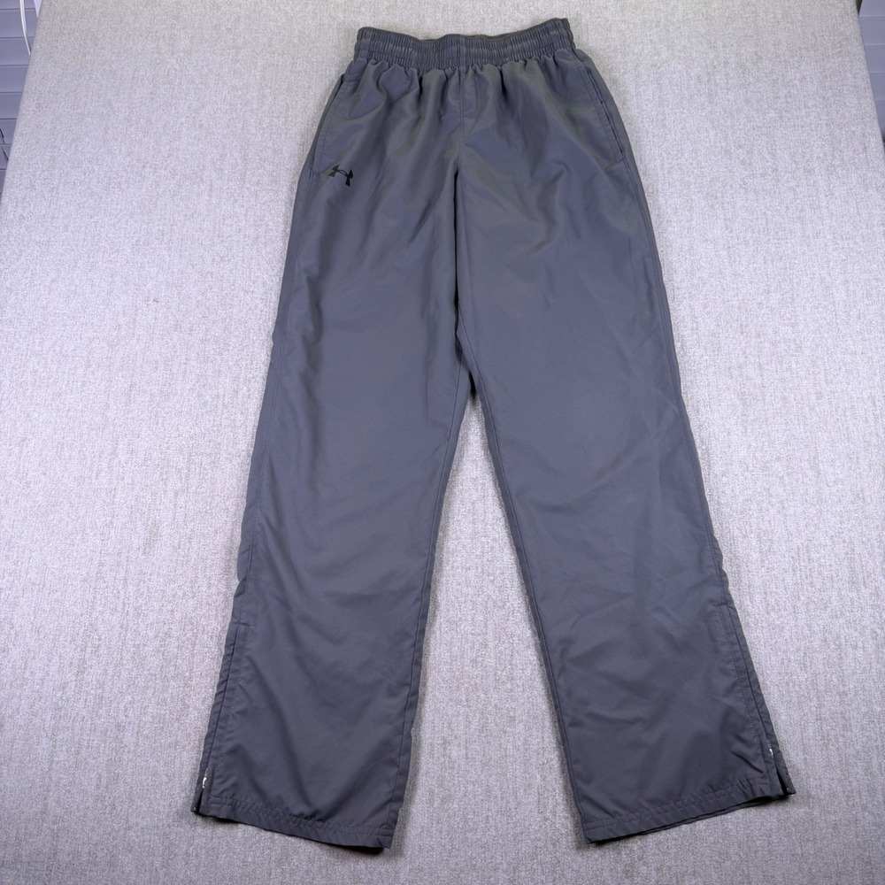 Under Armour Track Pants Men Small 28" Grey HeatGear Loose Fit Ankle Zip Ripstop